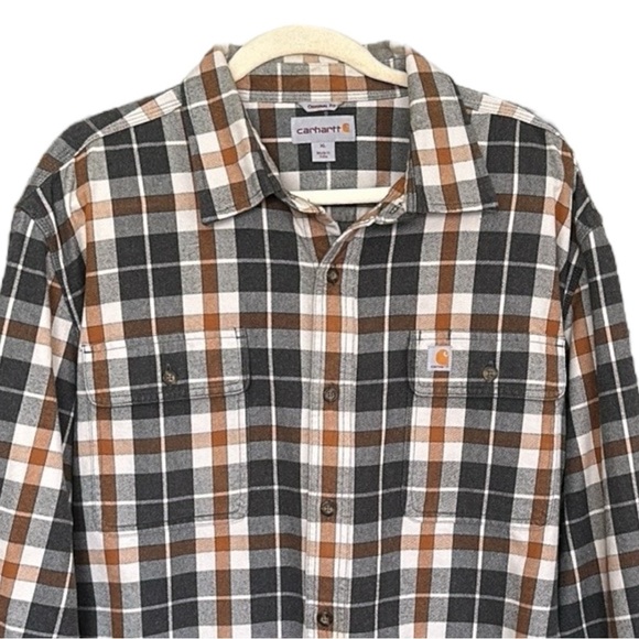 CARHARTT Hubbard Original Fit Plaid Flannel Shirt Heavy Work Wear Casual Size XL - Picture 3 of 14